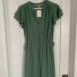 Knee length dress with flutter sleeves
